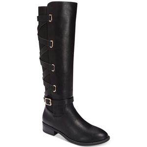 Thalia Sodi Black Veronika CrissCross Straps Tall Boots New Size 8.5M